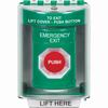 Show product details for SS2184EX-EN STI Green Indoor/Outdoor Surface w/ Horn Momentary Stopper Station with EMERGENCY EXIT Label English