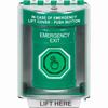 SS2186EX-EN STI Green Indoor/Outdoor Surface w/ Horn Momentary (Illuminated) with Green Lens Stopper Station with EMERGENCY EXIT Label English