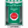 SS2188EX-EN STI Green Indoor/Outdoor Surface w/ Horn Pneumatic (Illuminated) Stopper Station with EMERGENCY EXIT Label English