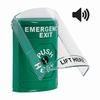 Show product details for SS21A0EX-EN STI Green Indoor Only Flush or Surface w/ Horn Key-to-Reset Stopper Station with EMERGENCY EXIT Label English
