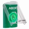 Show product details for SS21A6AB-EN STI Green Indoor Only Flush or Surface w/ Horn Momentary (Illuminated) with Green Lens Stopper Station with ABORT Label English