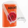 Show product details for SS25A7AB-EN STI Orange Indoor Only Flush or Surface w/ Horn Weather Resistant Momentary (Illuminated) with Red Lens Stopper Station with ABORT Label English