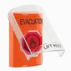 SS25A7EV-EN STI Orange Indoor Only Flush or Surface w/ Horn Weather Resistant Momentary (Illuminated) with Red Lens Stopper Station with EVACUATION Label English