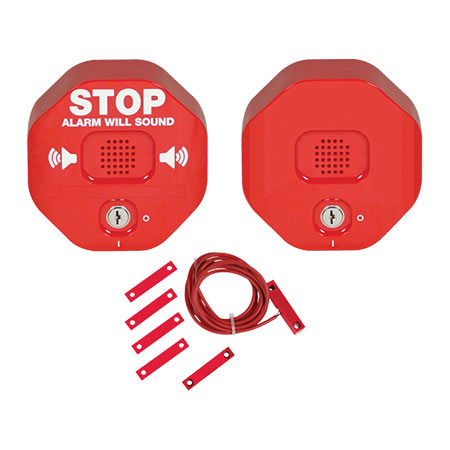 STI-6404 STI Exit Stopper for Double Door with Remote Horn - Red