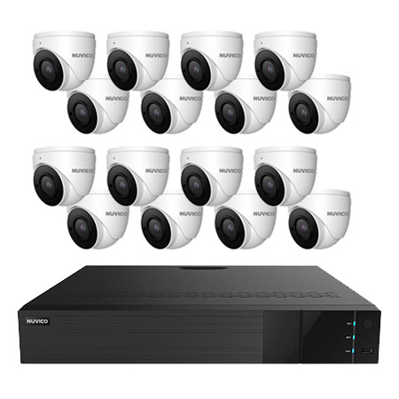 TNP3216AI-5MLE16 Nuvico Xcel Series 32 Channel NVR Kit 256Mbps Max Throughput - 16TB Built-in 16 Port PoE and 16 x 5MP 2.8mm Outdoor IR Eyeball IP Security Cameras