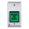 TS-4T Alarm Controls U.L. 2” Sq. Blue Illuminated P.B. with Timer, S.P.D.T., 2 A. Contacts,"Ada Symbol", Single Gang Stainless Steel Wallplate, 12/24 Volts AC/DC