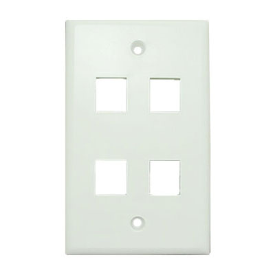 20-3004-WH Wall Plate for Keystone, 4 Hole -White 