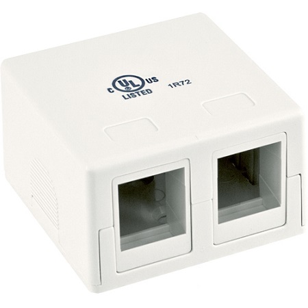 039-361WH Vertical Cable 2 Port Surface Mount Box - White