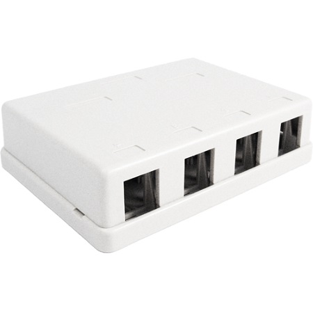 039-362WH Vertical Cable 4 Port Surface Mount Box - White