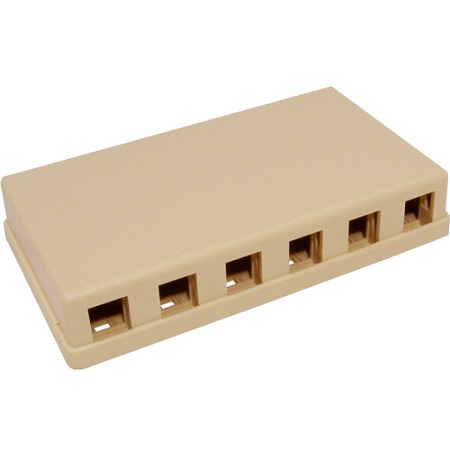 039-364IV Vertical Cable 6 Port Surface Mount Box - Ivory