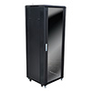 047-NCA-2766 Vertical Cable 19" 27U Cabinet with Cooling Fans and Front Lockable Glass Door - 24" D x 24" W x  54.5" H - 20" Usable Depth - Black Powder Coated Finish