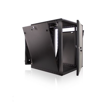 047-WHS-1570 Vertical Cable 15U Wall Mount Swing Out Cabinet 22.5" Usable Depth with Lockable Glass Door, Fan, and Power Supply