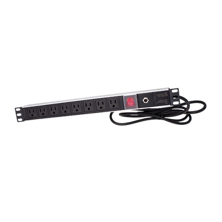 047-WPS-2000 Vertical Cable 8 Way PDU with Main Switch and Breaker  1U Power Distribution Unit