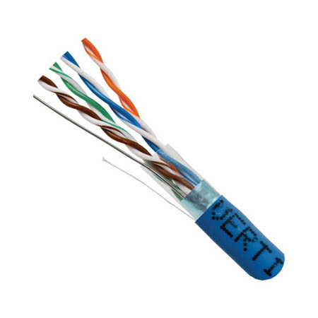 057-469/S/BL Vertical Cable 24 AWG 4 Shielded Twisted Pair Solid Bare Copper CMR Non-Plenum Cat5e Cable - 1000' Pull Box - Blue