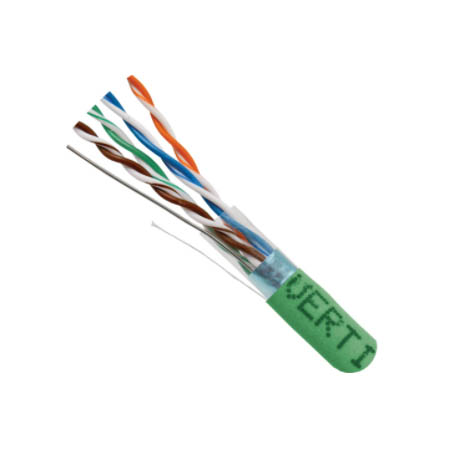 057-470/S/GR Vertical Cable 24 AWG 4 Shielded Twisted Pair Solid Bare Copper CMR Non-Plenum Cat5e Cable - 1000' Pull Box - Green