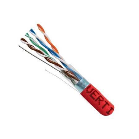 057-473/S/RD Vertical Cable 24 AWG 4 Shielded Twisted Pair Solid Bare Copper CMR Non-Plenum Cat5e Cable - 1000' Pull Box - Red
