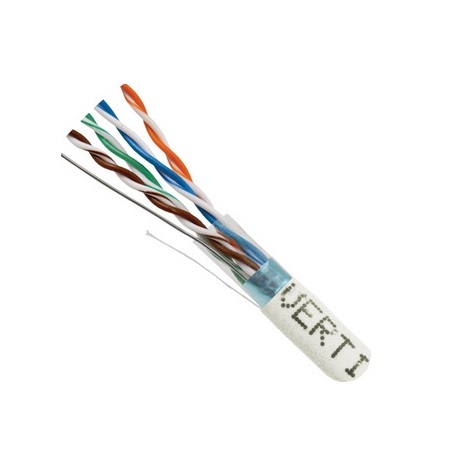 057-474/S/WH Vertical Cable 24 AWG 4 Shielded Twisted Pair Solid Bare Copper CMR Non-Plenum Cat5e Cable - 1000' Pull Box - White