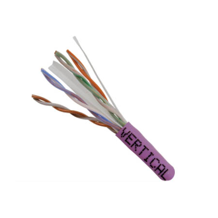 060-491/PR Vertical Cable HDBT 23 AWG 4 Unshielded Twisted Pair Solid Bare Copper CMR Non-Plenum Cat6 Cable - 1000' Pull Box - Purple