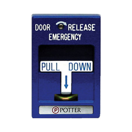 1000654 Potter RMS-1T-LP Blue SPDT Dual Action Pull Station - Emergency Shut Off - Non-Returnable