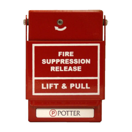 1000655 Potter RMS-1T-LP Red SPST Dual Action Pull Station - Fire Suppression Release - Non-Returnable