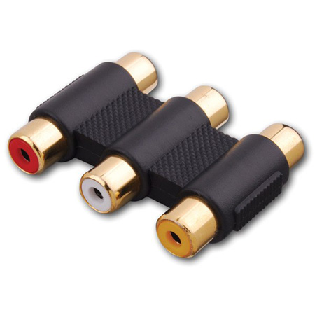 110203X Vanco Adapter 3 RCA Jack to 3-RCA Jack Red-White-Yellow