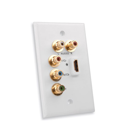 120920 Vanco HDMI Wall Plate with Component Video Cable - White