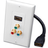 Vanco Single HDMI Pigtail and RGB Component Video Triple RCA Jack Decor Wall Plate
