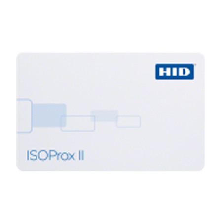 1386LGSMV-PACK10 HID 1386 ISOProx II Card Programmed, Low Frequency (125 kHz) Plain White PVC w/ Gloss Finish Front Standard ISOProx II Artwork Gloss Finish Back Sequential Matching Internal/External Inkjetted Card Numbering Vertical Slot Punch