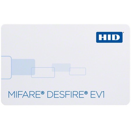 1451CLGGNNA-A000082-100 HID 1451 MIFARE DESFire EV1 + Prox Card 1451 Standard PVC 8K Bytes DESFire EV1 Programmed (125KHz only) Plain White with Gloss Finish Front Plain White with Gloss Finish Back No Printed 13.56 MHz DESFire Card Numbering No Slot Punch Sequential Matching Encoded/Printed Laser Engraved 125 KHz Card Numbering - 100 Pack
