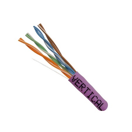 151-107/PR Vertical Cable 24 AWG 4 Unshielded Twisted Pair Solid Bare Copper CMR Non-Plenum Cat5e Cable - 1000' Pull Box - Purple
