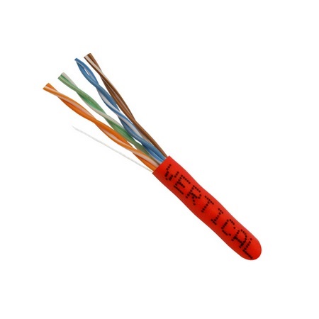 151-108/RD Vertical Cable 24 AWG 4 Unshielded Twisted Pair Solid Bare Copper CMR Non-Plenum Cat5e Cable - 1000' Pull Box - Red