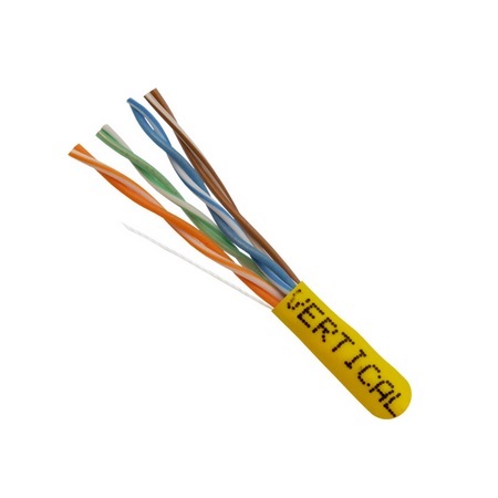 151-110/YL Vertical Cable 24 AWG 4 Unshielded Twisted Pair Solid Bare Copper CMR Non-Plenum Cat5e Cable - 1000' Pull Box - Yellow