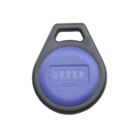 2052HNNMN-100 HID 205 iClass Key 16k Bits (2k Bytes) with 16 Application Areas Key II - Black with Blue Insert Front No Back Sequential Matching Internal/External Inkjetted Numbers - 100 Pack