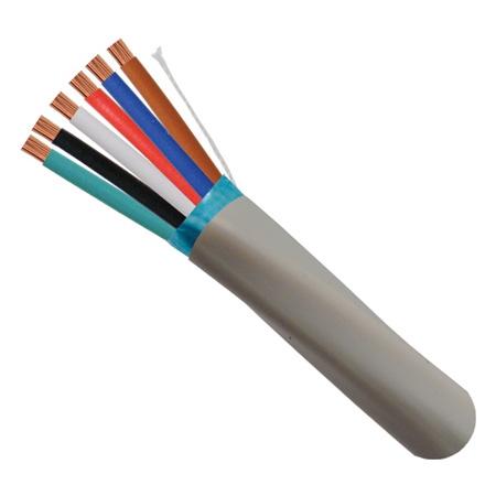 210-226ST/S/5GY Vertical Cable 22 AWG 6 Conductors Shielded Stranded Solid Bare Copper CM/CL2 Non-Plenum Alarm Security Cable - 500' Pull Box - Gray