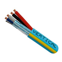 214-2321/TL Vertical Cable 22AWG/2 Shielded Aluminum Foil Data Cable Plus 18AWG/2 Unshielded Power Stranded Bare Copper Conductors CM/CL3 Non-Plenum Access Control Cable - 1000' Spool - Teal with Yellow Stripe