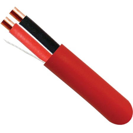 216-142/P/RD Vertical Cable 14 AWG 2 Conductors Unshielded Solid Bare Copper Plenum Alarm Cable - 1000' Spool - Red