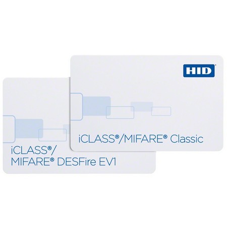 2424PNG1MNN-100 HID 242 Combination iCLASS MIFARE Card 32k Bits (4K Bytes) Application areas 16k/16+16k/1 Programmed iCLASS only not 2nd Technology MIFARE 4K Bytes Plain White with Gloss Finish Front Plain White with Gloss Finish with Magnetic Stripe Back Sequential Matching Internal/External Inkjetted iCLASS Card Numbering No Slot Punch No External 2nd High Frequency Technology Card Numbering - 100 Pack