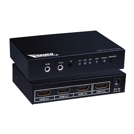280711 Vanco Switcher HDMI 3X1 with Amplifier