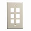 304-J2644/6P/IV Vertical Cable Keystone Wall Plate, 6-Port - Ivory