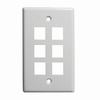304-J2645/6P/WH Vertical Cable Keystone Wall Plate, 6-Port - White