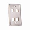 304-J2655/4P/S Vertical Cable Wall Plate, 4-Port, Stainless Steel