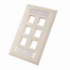 305-323ID/6P/WH Vertical Cable Wall Plate with ID Window, 6-Port - White