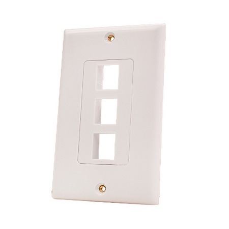 308-615D/3P/WH Vertical Cable Keystone Wall Plate, 3-Port, Decora Style