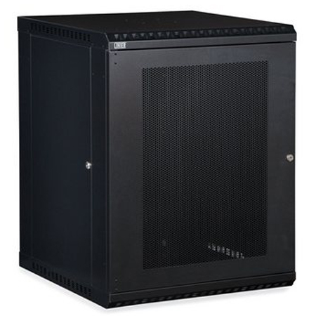 3142-3-001-15 Kendall Howard 15U Linier Vented Door Fixed Wall Mount Cabinet - Black Finish - 23.5"W x 29.38"H x 22.86"D