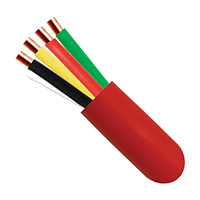 315-224/R/5RDCP Vertical Cable 22 AWG 4 Conductors Unshielded Solid Bare Copper FPLP Non-Plenum Fire Alarm Cable - 500' Coil Pack - Red