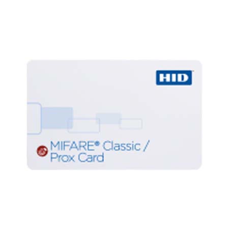 3556PGGNNN-100 HID 355x MIFARE Classic + Prox Card 3556 (4K) Composite 40% Polyster/PVC Programmed with Security Identity Object for MIFARE Plain White with Gloss Finish Front Plain White with Gloss Finish Back No Printed 13.56 MHz MIFARE Card Numbering No slot punch Printed Vertical Slot Indicators No Printed 125 kHz Proximity Card Numbering - 100 Pack