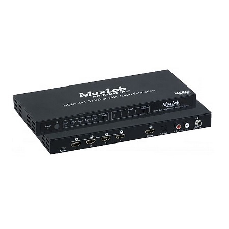 500437 Muxlab HDMI 41 Switcher with Audio Extraction 4K/60