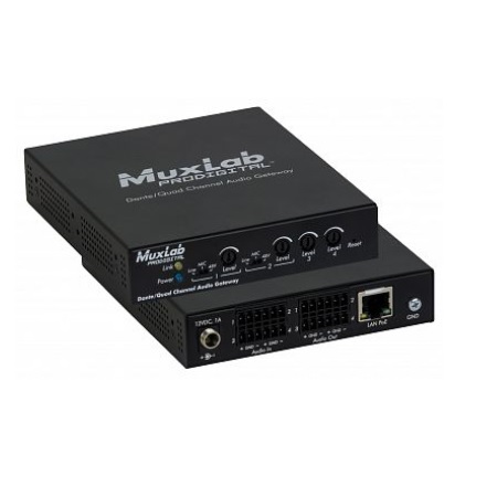 500765 Muxlab Dante/Quad Channel Audio PoE Gateway