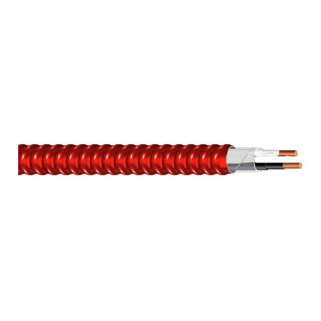 55-46-88-03 Southwire Red Alert 16 AWG 2 Conductors Corra/Clad Solid Armored Fire Alarm and Control Cable - 1000' Reel - Red