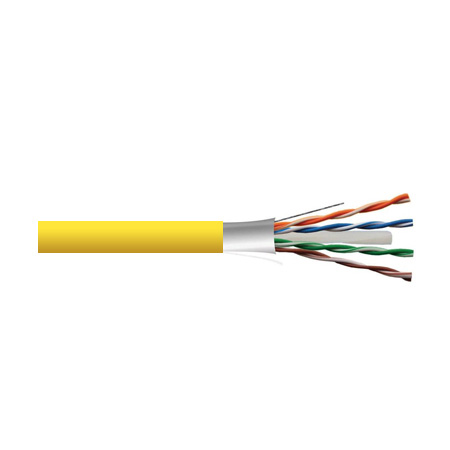 5BE234STPM1Y Remee 23 AWG 4 Pair Shielded Twisted Pairs Solid Bare Copper CMP Cat5e Plenum Network Cable - 1000' Reel - Yellow